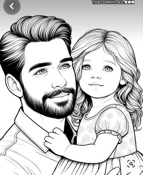 Father Daughter Activities, Father And His Daughter, Detailed Line Art, Father Daughter Bond, Fathers Day Coloring Page, Family Coloring Pages, Buddhist Art Drawing, Coloring Page Free Printable, Kid Coloring Page