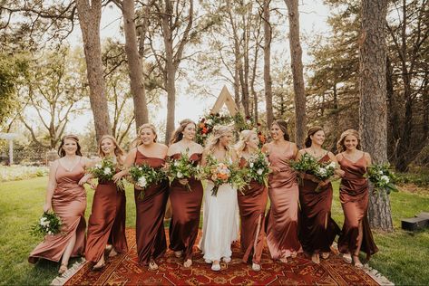 Fall Ombre Bridesmaid Dresses, Cinnamon Rust Bridesmaid Dresses, Spice Bridesmaids Dresses, Terracotta Rose Wedding, Cinnamon Rose Revelry, Rust And Rose Wedding, Terracotta Wedding Mother Of The Bride, Cinammon Rose, Terracotta And Burgundy Bridesmaid Dresses