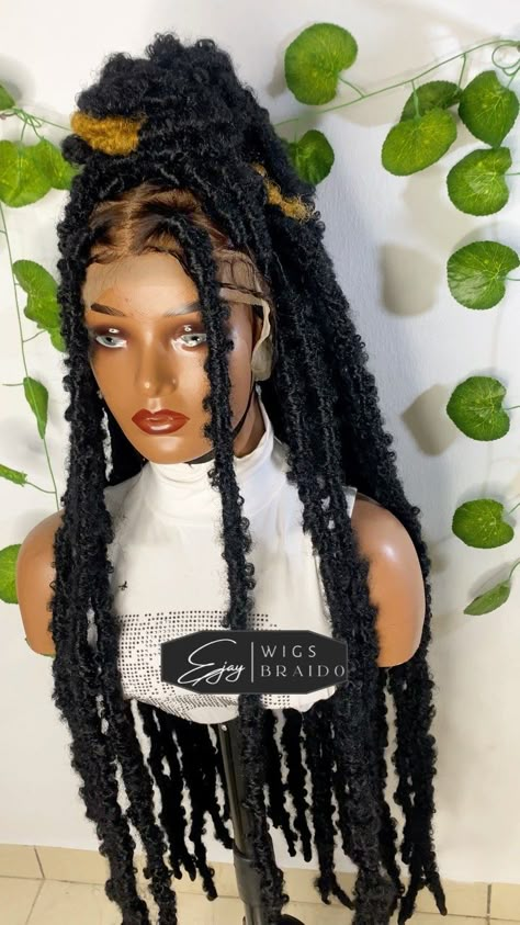 Braided Wigs Styles, Jumbo Butterfly Locs, Wig Locs, Human Hair Faux Locs, Baddie Braided Hairstyles, Butterfly Locs Wig, Jumbo Locs, Braided Wig Styles, Frontal Braided Wig