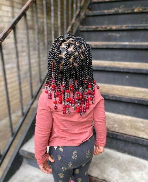 Kids Hairstyles Black Natural, Kids Hairstyles Black Natural Hair, Hairstyles Black Natural Hair, Jumbo Knotless Braids With Beads, Kids Hairstyles Black, Knotless Braids With Beads, Black Baby Girl Hairstyles, Black Natural Hair