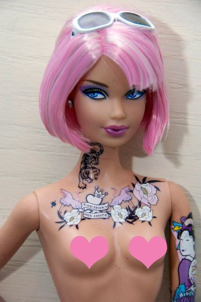 Barbie Tattoo, Geisha Hair, Real Barbie, Geisha Tattoo, Doll Plushies, Indoor Garden Ideas, Barbie World, Neck Tattoo, Indoor Garden