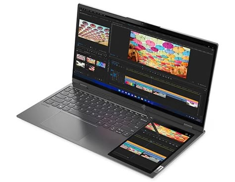 Lenovo Unveils Laptop With Second, Smaller Screen Next to Keyboard - Core77 Laptop Concept, Wall Mounted Pc, Computer Theme, Laptops And Tablets, Future Of Technology, Surveillance Equipment, College Success, Laptop Design, Apartment Checklist