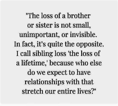 Losing Your Sister Quotes, Loss Of Sibling Brother, Griefing Your Sibling, Sibling Loss Sister, Sibling Loss Brother, Losing A Sibling Quotes Brother, Losing A Brother Quote, Loss Of A Sibling, Younger Brother Quotes