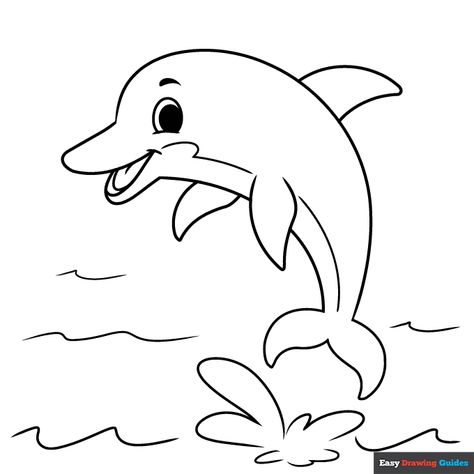 Free printable cartoon dolphin coloring page Printable Ocean Coloring Pages, Ocean Coloring Pages For Kids, Nemo Coloring Pages, Dolphin Drawing, Octopus Coloring Page, Whale Coloring Pages, Cartoon Dolphin, Ocean Coloring Pages, Rose Coloring Pages