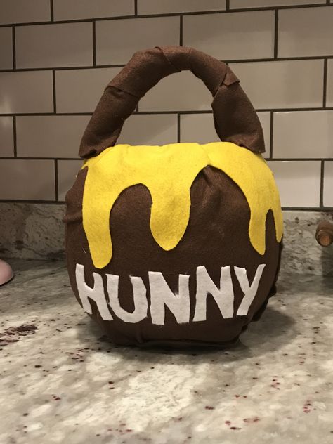 Winnie the Pooh Honey Pot Treat or Treat Bucket Hunny Pot Costume, Honey Pot Costume Diy, Pooh Honey Pot Diy, Diy Winnie The Pooh Honey Pot, Honey Pot Halloween Bucket, Pooh Bear Hunny Pot, Pooh Bear Honey Pot, Diy Winnie The Pooh, Winnie The Pooh Honey Pot