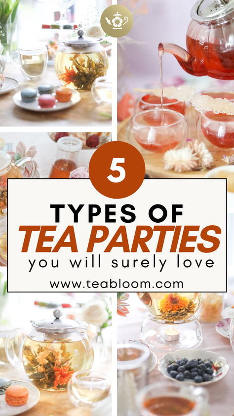 Explore the different types of tea parties from around the world! Learn about the history, traditions, and etiquette of afternoon tea, high team and more. #teaparty #afternoontea #teaculture Types Of Tea Parties, Tea Afternoon, Tea Etiquette, Christmas Tea Party, Different Types Of Tea, Tea History, Afternoon Tea Recipes, Tea Time Food, Tea Party Table