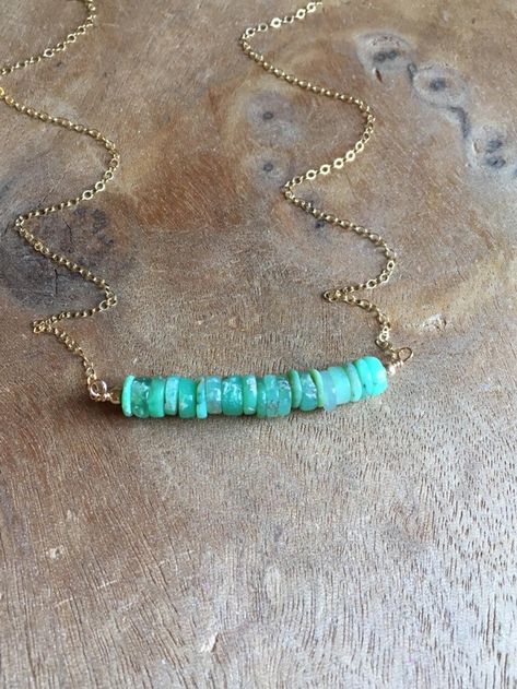 Chrysoprase Necklace Chrysoprase Pendant Chrysoprase | Etsy Mint Green Necklace, Chrysoprase Necklace, Chrysoprase Jewelry, Bead Bar Necklace, Raw Stone Necklace, Citrine Bracelet, Raw Crystal Jewelry, Green Shades, Everyday Necklace