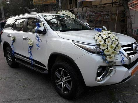 Car Fortuner, Fortuner Car, Bridal Car, Wedding Car Hire, Wedding Car Decorations, Wedding Transportation, Car Deco, Beautiful Wedding Decorations, Car Decorations