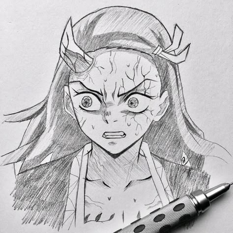 Nezuko Side Profile, Drawing Nezuko, Anime Eyes Drawing, Cute Nezuko, Demon Drawing, Side Profile Drawing, Sick Drawings, Underground Comics, Awesome Drawings