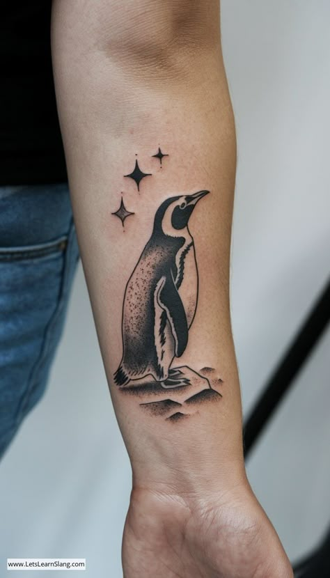 Unique Tattoo Ideas For Women, Women Tattoo Inspiration, Unique Animal Tattoos, Small Penguin, Tattoo Ideas For Females, Heart Tattoo Wrist, Penguin Tattoo, Wrist Tattoo Ideas, Unique Tattoo Ideas