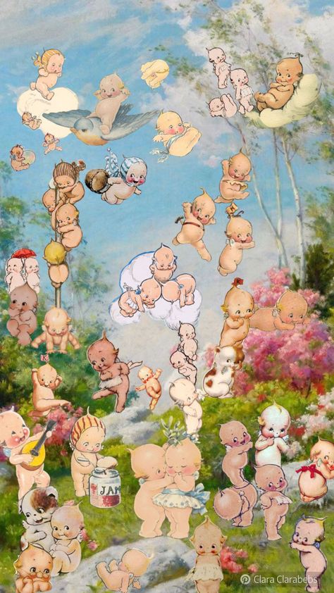 kewpie collage art Kewpie Art, Themed Collage, Wallpaper Creative, 2024 Wallpaper, Strawberry Shortcake Characters, Kewpie Dolls, Sanrio Wallpaper, Found Art, Learn Art