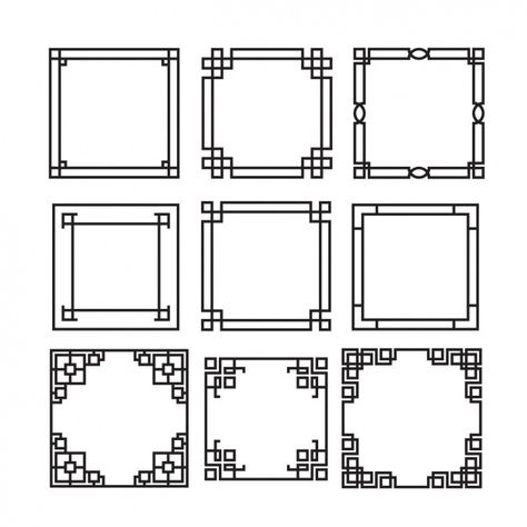 Card Border, Down Ceiling Design, Decorative Frames, Chinese Element, Chinese Pattern, Graph Paper Art, Mandala Art Lesson, Asian Design, Frame Collection