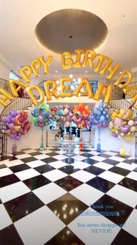 Happy Birthday, Dream from Dream Kardashian's 4th Birthday Party on E! Online Kulture Kiari Birthday Party, Dream Kardashian Birthday, Kardashian Kids Birthday Party, Kardashian Birthday Party, Celebrity Kids Birthday Party, Birthday Dream, Balloons Number, Birthday 30, Dream Kardashian