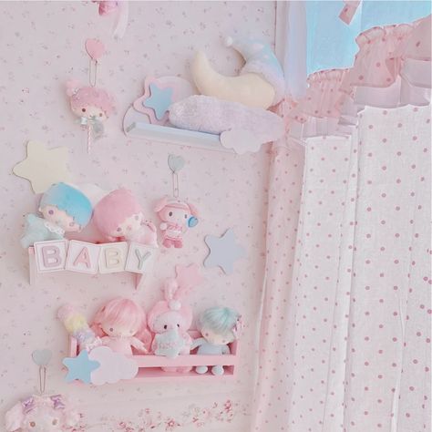 Kawaii Room Ideas, Lol Doll Cake, Cute Cafe, Bunny And Bear, Nursery Inspo, Candy Girl, Doll Cake, Kawaii Room, Twin Stars