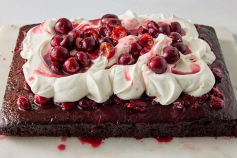 Black Forest Sheet Cake Recipe Black Forest Sheet Cake Recipe, Black Forest Icebox Cake, Black Forest Sheet Cake, Simple Black Forest Cake, Forest Sheet Cake, Black Forrest, Dream Forest, Cake Stall, Germany Food