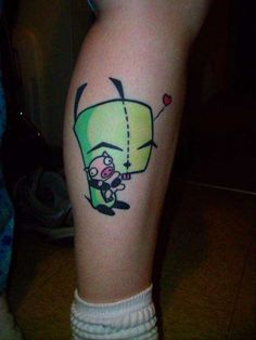 Gir Tattoo Invader Zim Art, Grr Invader Zim Tattoo, Gir Invader Zim Tattoo Ideas, Invader Zim Gir Tattoos, Invader Zim Gir Tattoo, Gir Tattoo Invader Zim, Invader Zim Tattoo, Zim Tattoo, Piggy Tattoo