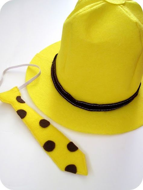 Curious George Costume, Man In The Yellow Hat, Curious George Birthday Party, Curious George Party, Curious George Birthday, Yellow Hat, Curious George, Diy Valentines Gifts, Mellow Yellow