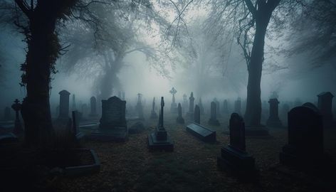 Silhouette of dead person in spooky graveyard, a haunting autumn generated by AI Graveyard Background, Scary Graveyard, Spooky Graveyard, Tree Saw, Cityscape Photos, Nature Backgrounds, Things To Draw, Film Stills, Graveyard