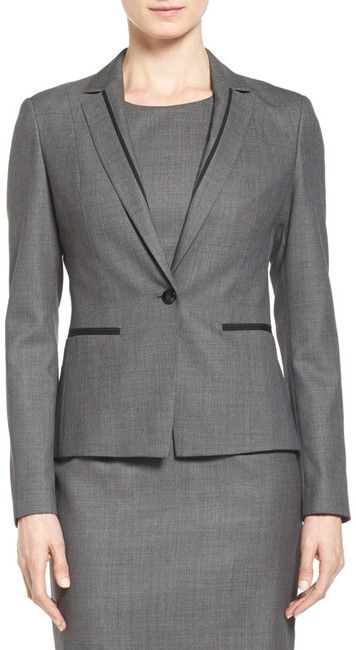 BOSS HUGO BOSS 'Jinea' Bird's Eye One-Button Suit Jacket Womens Skirt Suits, Cheap Jacket, Stylish Work Attire, Work Suits, Woman Suit Fashion, Boss Hugo Boss, Cheap Womens Clothing, Blazer Black, Suit Fashion