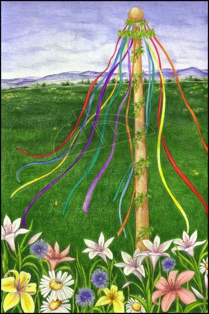 Beltane MayPole Beltane Maypole, Beltane Art, Maypole Dance, May Pole, May Day Baskets, Blackboard Drawing, Chalkboard Drawings, Moon Cycle, Dance Women