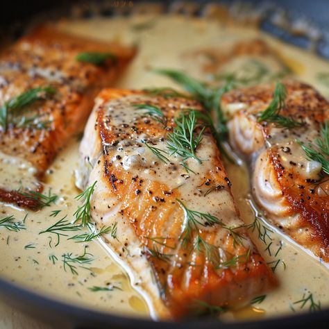 Dill Fish Sauce, Sauce For Trout, Salmon With Cream Sauce, Trout Recipe, Cooking Trout, Lemon Fish, Cream Sauce For Chicken, Creamy Mustard Sauce, Live Lobster