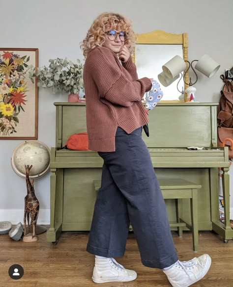 Cool Teacher Outfits Plus Size, Teacher Wardrobe Plus Size, Artsy Aesthetic Outfits Plus Size, Retro Teacher Outfits, Plus Size Crunchy Outfits, Midsize Artsy Fashion, Granola Plus Size, Non Binary Fashion Plus Size, Mid Size Granola Fashion