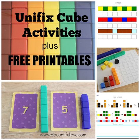 Unifix Cubes Activities plus Free Printables. Teach basic math skills for your Pre K to K kids using Unifix Cubes. For those who are not familiar with Unifix Cubes , these are colorful cubes that interlock together and come apart easy.  What's great about these cubes is that a 2 yr old can easily put it together and separate. Unifix Cube Activities, Cube Activities, Cubes Math, Addition Flashcards, Unifix Cubes, Snap Cubes, Prek Math, Math Challenge, Basic Math Skills