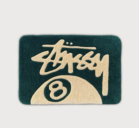 8ball Rug, Stussy 8ball, Room Wishlist, Graphic Rug, Y2k Design, Apartment Living Room Design, Custom Carpet, 8 Ball, Studio Apartment Decorating