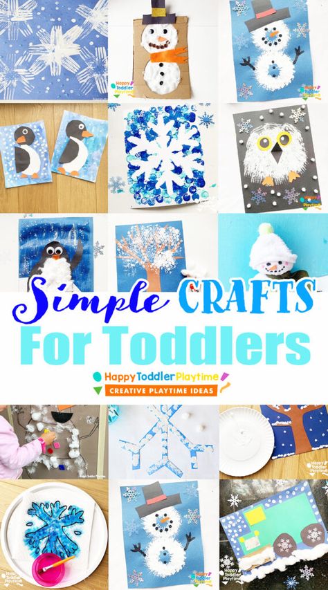 Simple Winter Crafts for Toddlers - Happy Toddler Playtime All About Winter Crafts For Toddlers, Winter Crafts Toddlers Art Projects, Build A Snowman With Boxes, Winter Crafts For Two Year Olds, Toddler Winter Craft Ideas, Winter Weather Activities For Toddlers, Let It Snow Crafts For Toddlers, Winter Painting Crafts For Kids, Winter Weather Toddler Activities