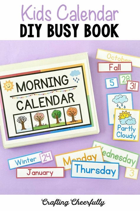 Binder Calendar Printables Free, Circle Time Calendar Printables, Morning Calendar Routine Preschool, Binder Calendar, Busy Book Printable, Preschool Classroom Calendar, Morning Binder Free Printables, Interactive Calendar Preschool, Calendar For Preschool