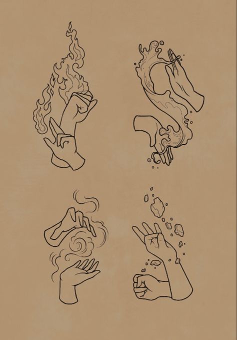 Firebender, waterbender, airbender, earthbender. Avatar tattoo designs by artist Andie Trépanier at @canvascollectivetattoo. Original art, do not copy/print/reproduce. Avatar Matching Tattoos, Aang Tattoo The Last Airbender, Avatar The Last Airbender Back Tattoo, Avatar Minimalist Tattoo, Matching Avatar Tattoos, Waterbending Tattoo, Avatar The Last Airbender Matching Tattoos, Firebender Tattoo, Simple Avatar Tattoo