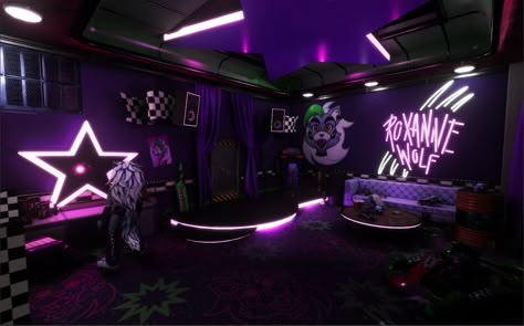 Roxanne Wolf Aesthetic, Fnaf Room Decor, Vanny Aesthetic, Fnaf Sb Oc, Fnaf Room, Wolf Room, Fnaf Merch, Cool Colorful Backgrounds, Ruin Dlc