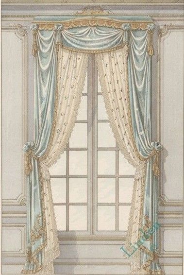 Classical Curtains, Victorian Curtains, Curtain Drawing, Curtains Design, Curtains Classic, Classic Window, Drapery Designs, Curtains And Draperies, Drop Cloth Curtains