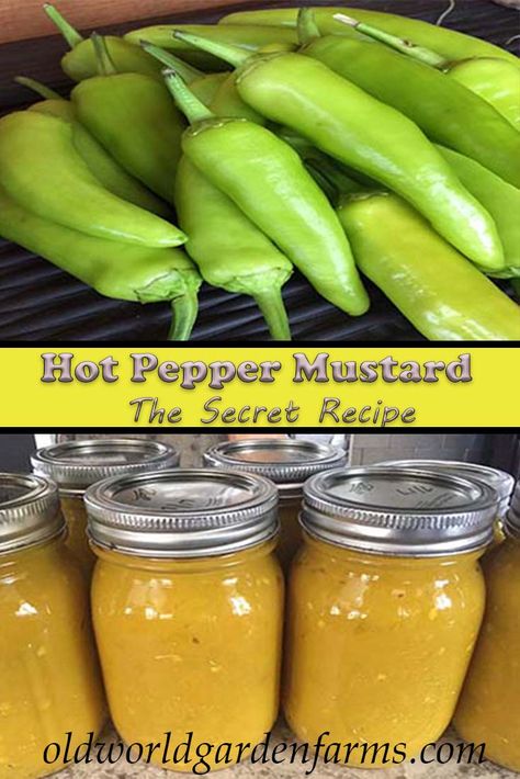 Hot Pepper Mustard Canning Jezebel Sauce, Roasted Pepper Hot Sauce Recipe, Yellow Hot Peppers Recipes, Hot Wax Pepper Recipes, Hot Pepper Butter, Hot Pepper Mustard Recipe, Pepper Mustard Recipe, Canning Hot Peppers, Mustard Recipes