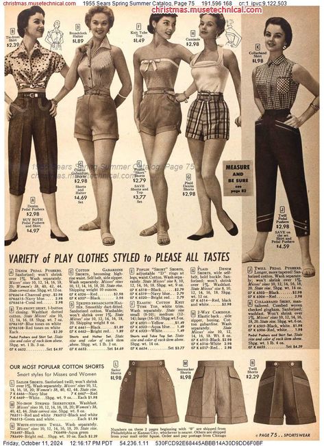 1955 Sears Spring Summer Catalog, Page 75 - Catalogs & Wishbooks 1950's Outfits, Black Leg Warmers, History Of Fashion, Through The Decades, Sears Catalog, 1950s Outfits, Gym Suit, Wilde Westen, Zippers Fashion