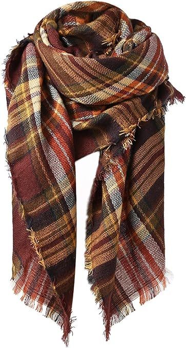 Women's Fall Winter Scarf Classic Tassel Plaid Scarf Warm Soft Chunky Large Blanket Wrap Shawl Scarves Tartan Plaid Scarf, Fall Blanket, Blanket Scarves, Oversized Blanket, Tartan Scarf, Stylish Scarves, Plaid Blanket Scarf, Scarf Casual, Plaid Blanket