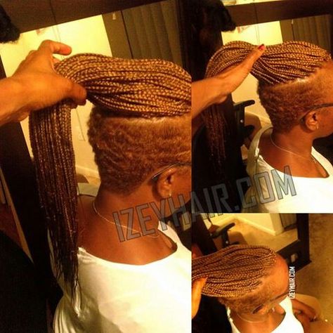 Under cut braids, box braids, individual braids, Poetic Justice braids  (www.izeyhair.com) Color Box Braids, Box Braids Shaved Sides, Bob Box Braids Styles, Long Weave Hairstyles, Braids Styling, Under Cut, Braids With Shaved Sides, Poetic Justice Braids, Individual Braids