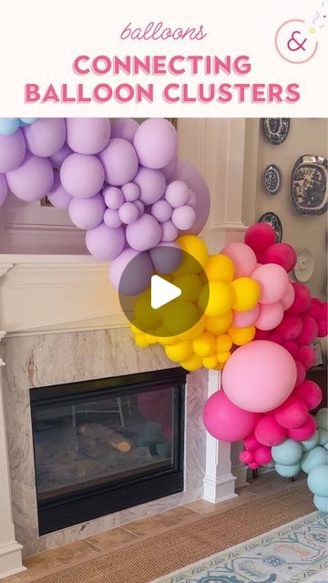 Meredith | Party, Entertaining & Home on Instagram: "Detailed balloon garland tutorial part 2: attaching the clusters together to build the balloon garland! 🎈 There are different ways to make balloon garlands but this is my personal preference. Comment garland to receive my full tutorial and links!  Part 3 is coming tomorrow! 🥳" Balloon Arch Multicolor, Ballon Garland Staircase, Balloon Sizes For Garland, Cascading Balloon Garland, Balloon Garland On Mantle, 3 Color Balloon Garland, Balloon Garland Over Fireplace, Stairway Balloon Garland, Balloon Garland On Fireplace