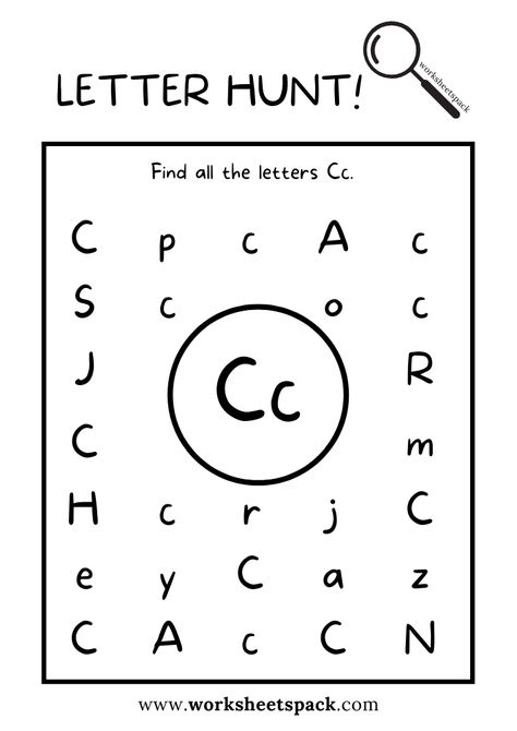 Find The Letter C Worksheet, Letter C Activity For Kindergarten, Letter Search Preschool Free Printable, C Preschool Activities, Letter C Printable Free, Letter C Worksheets For Kindergarten, Letter C Worksheets For Preschool, C Activities For Preschool, A Worksheets Preschool