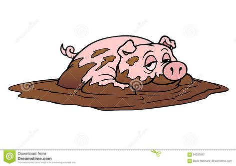 Pig In Mud Drawing, Mud Illustration, Mud Drawing, Farm Animal Illustration, Dog Cartoons, Pig In Mud, Insect Photos, Pig Painting, Pig Pen