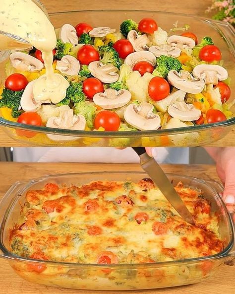 Mediterranean diet for beginners. | Creamy  Vegetable Casserole  | Facebook Creamy Baked Broccoli With Tomatoes, Veggie Casserole Side Dish, Creamy Baked Broccoli Tomatoes And Kale, Roasted Vegetables Casserole, Veggie Casseroles For A Crowd, Cheesy Mixed Vegetable Casserole, Vegetable Casserole Recipes Healthy, Vegtable Casserole, Vegtables Dishes Healthy Dinner