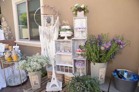 French Country Party Theme, French Country Party, Country Chic Bridal Shower, French Bridal Showers, Backyard Baby Showers, Blue And Blush Wedding, Bohemian Bridal Shower, Country Bridal Shower, Flower Places