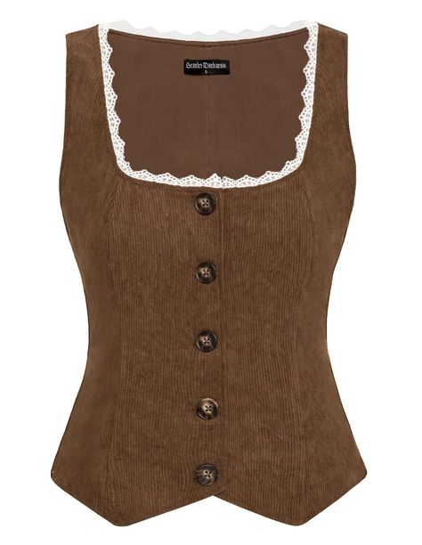 PRICES MAY VARY. SOFT CORDUROY FABRIC: The renaissance bodice with high-quality corduroy adds texture and depth to your ensemble. It serves as an ideal layering piece provides warmth and comfort during the cooler months VINTAGE INSPIRED DESIGN: The corset tops for women renaissance featuring a timeless button-down front and delicate lace trim for a touch of Victorian charm FLATTERING FIT: This renaissance faire corset boasts a form-fitting design that hugging your curves in all the right places Dress Your Body Type, Vampire Oc, Corduroy Vest, Corsets Vintage, Corset Vest, Corset Tops, Big Promotion, Vintage Vest, Lace Splicing