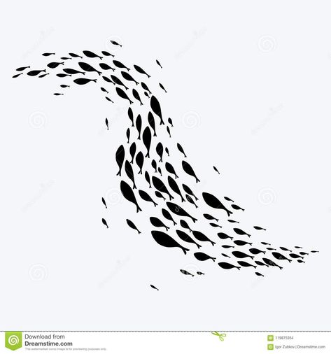 Silhouettes of Groups of Sea Fishes. Colony of Small Fish. Icon with River Taxers. Stylized Logo Stock Vector - Illustration of decoration, shoal: 119875354 Icon Tattoo, Shoal Of Fish, Under The Sea Decorations, Print Portfolio Design, Ocean Illustration, Museum Exhibition Design, Fish Silhouette, Fish Icon, Sea Illustration