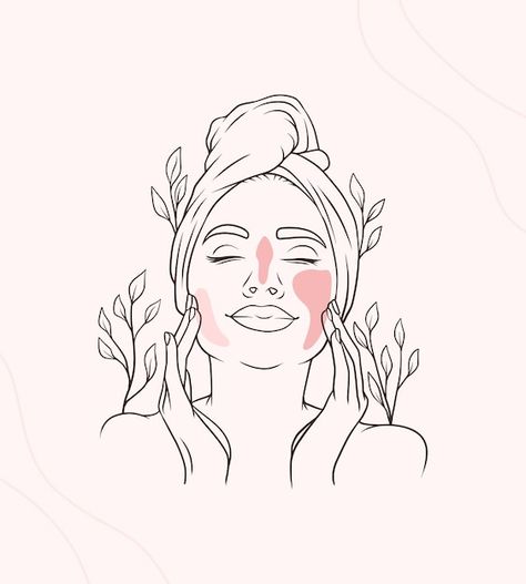 Herbal Logo Design, Beauty Care Logo, Herbal Logo, Plant Cartoon, Face Lines, Line Art Design, Yoga Art, Line Art Drawings, Vector Photo