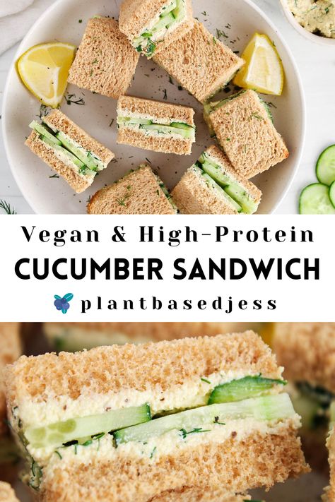 View on a plate of vegan cucumber sandwiches. Vegan Picnic Food, Vegan Cucumber, Cucumber Tea, Vegan Picnic, Dairy Free Lunch, Cucumber Sandwich, Cucumber Tea Sandwiches, Vegan Sandwich Recipes, Easy Vegan Lunch