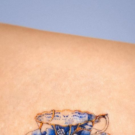 𝗘.𝗻𝗮𝗹 on Instagram: "Blue Flower Tea Cup with Kintsugi ☕️✨ Thank you :) @e.nal.tattoo @vismstudio" Tea Cup Tattoo, Kintsugi Tattoo, Flower Tea Cup, Cup Tattoo, October 27, Flower Tea, Blue Flower, Tattoo On, Tea Cup