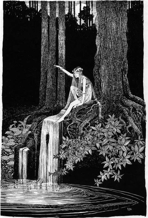 Waterfall Fairy, Ida Rentoul Outhwaite, Forest Drawing, Forest Tattoos, The Enchanted Forest, Forest Illustration, Fairytale Illustration, Fairytale Art, Alphonse Mucha