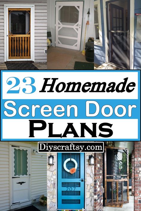 23 Homemade Screen Door Plans For Every Type Of Room Homemade Screen Doors, Diy Wooden Screen Door, Easy Screen Door, Screened Porch Doors, Screened Front Porches, Screen Door Projects, Screen Door Protector, Metal Screen Doors, Custom Screen Doors