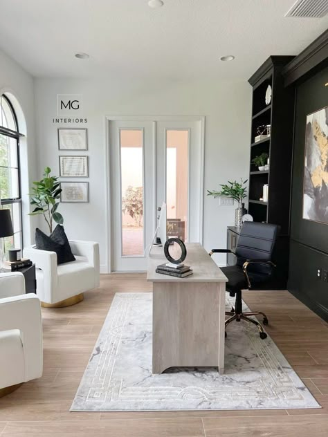 Office In Entryway, Front Room Office, Home Office Inspo, Office Vibes, Church Office, Office Idea, Home Studio Setup, Future Office, Cozy Home Office